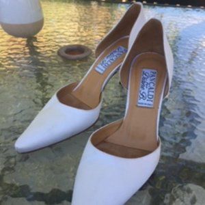 PANCALDI (VINTAGE) IVORY SILK D’ORSAY PUMPS